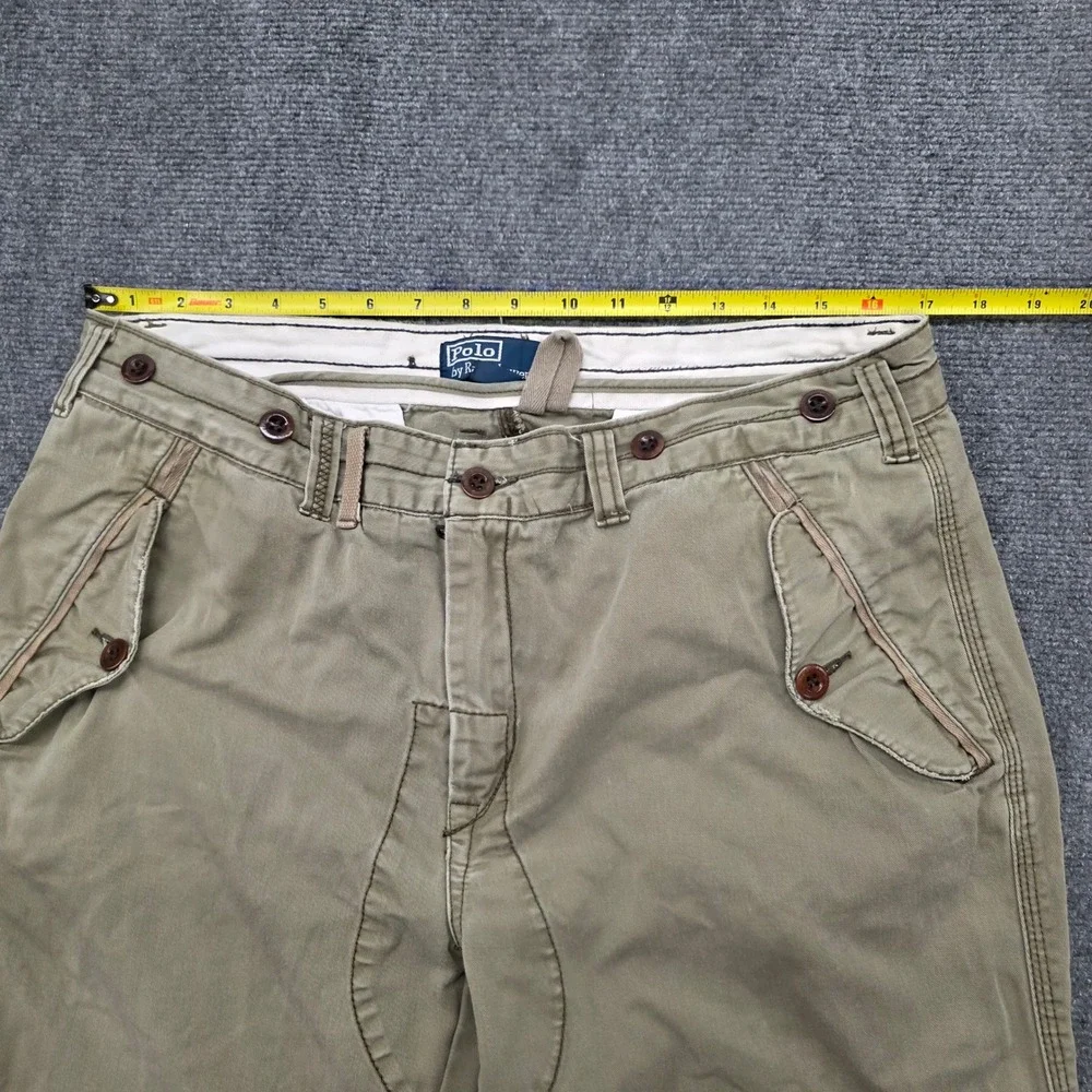 Vtg Polo Ralph Lauren Men Green Cotton Double Knee Military Field Pants 36/32